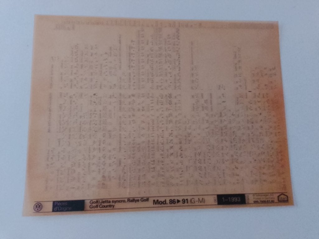 Vw Golf 2 + Rallye +Country  Microfiche onderdelen catalogus, Envoi, Utilisé, Volkswagen