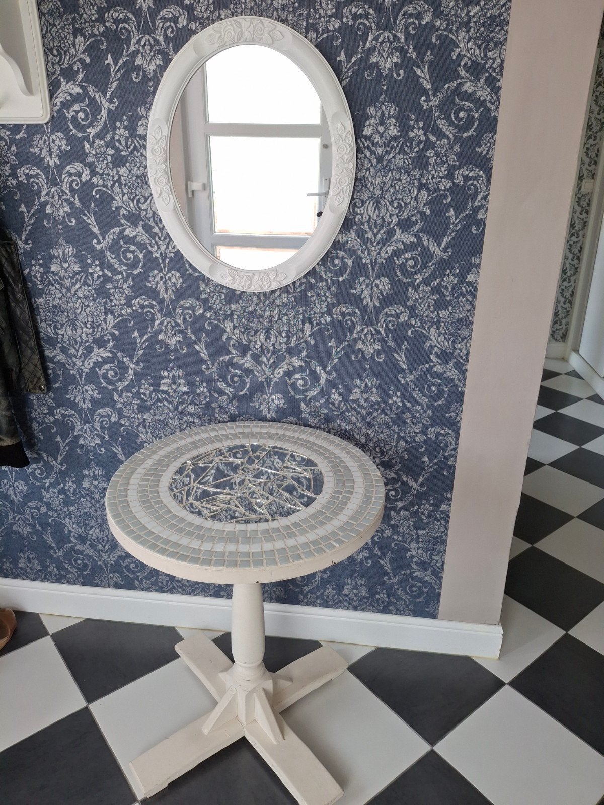 Bistro tafel + spiegel, Enlèvement, Utilisé, Rond
