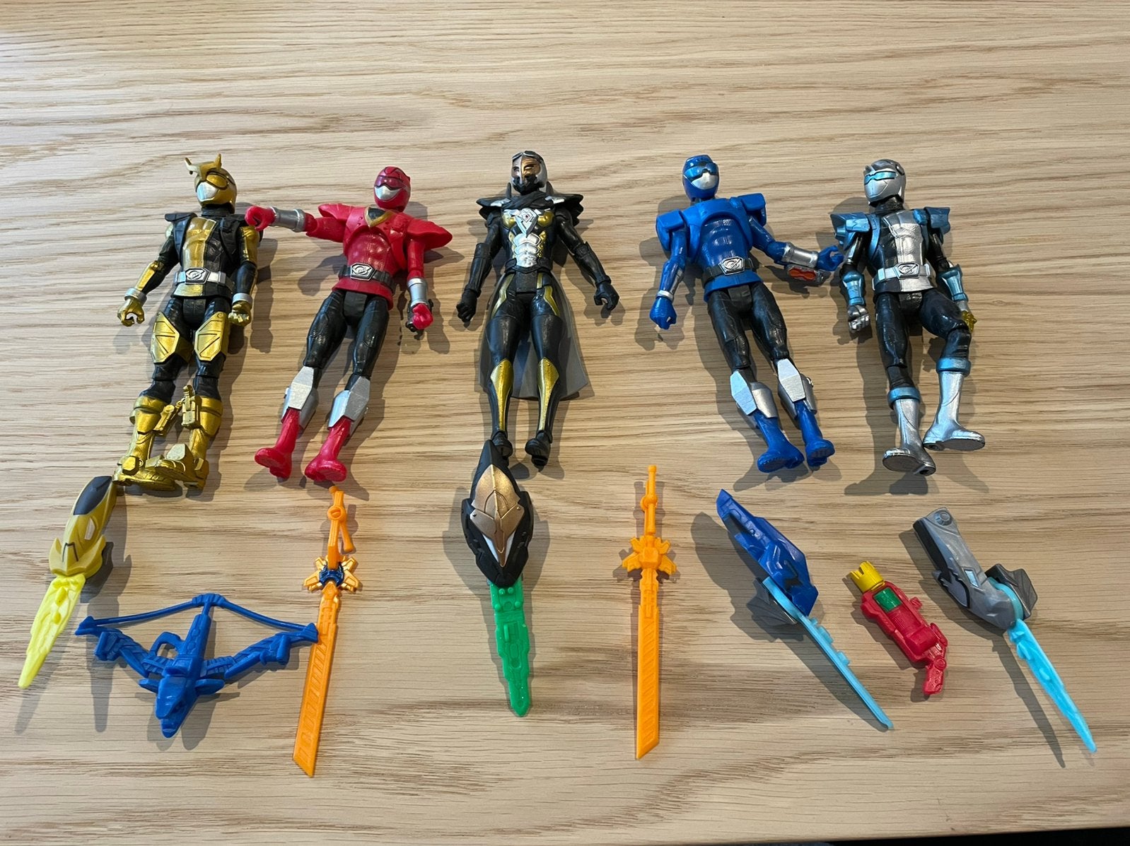 Setje van 5 powerrangers ongeveer 15 cm, Ophalen of Verzenden, Gebruikt