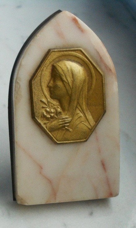 Vintage Franse Maagd Maria plaquette, Antiek en Kunst, Ophalen