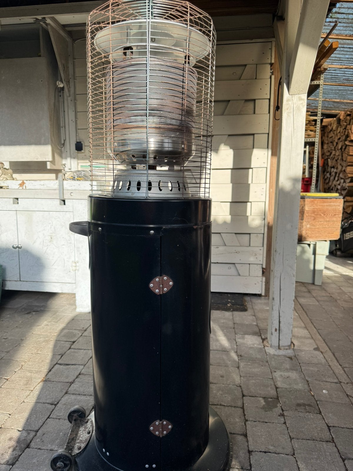 Terras verwarming op wieltjes( incl volle gasfles 16 kg), Jardin & Terrasse, Enlèvement, Comme neuf, Gaz, Sol