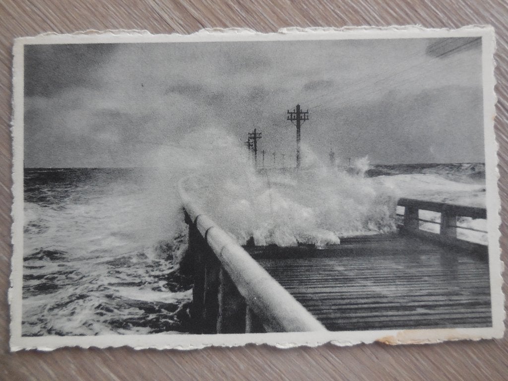 postkaart Blankenberge Storm, Verzamelen, Ophalen of Verzenden, 1940 tot 1960, Gelopen, West-Vlaanderen