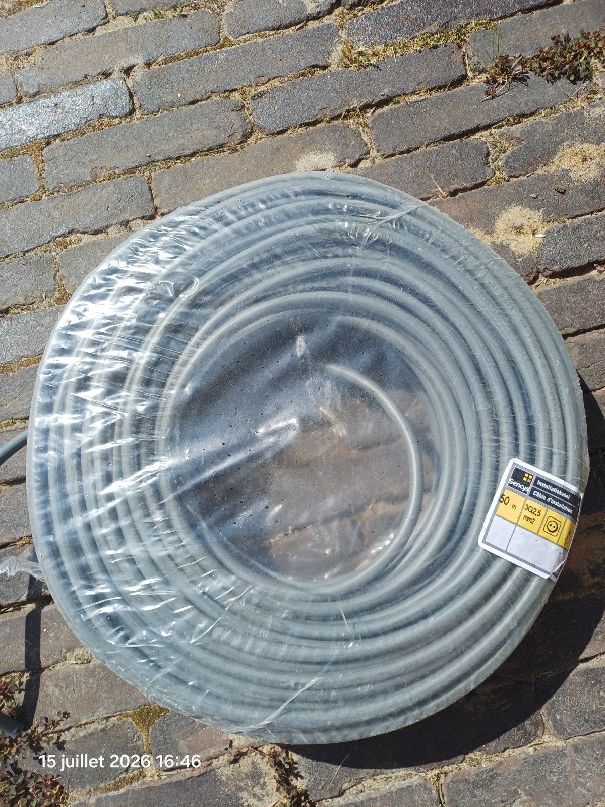 Câble électrique XVB-CCA 3G2,5 - 46 mètres, Bricolage & Construction, Enlèvement, Comme neuf, Autres marques, Câble ou Fil électrique