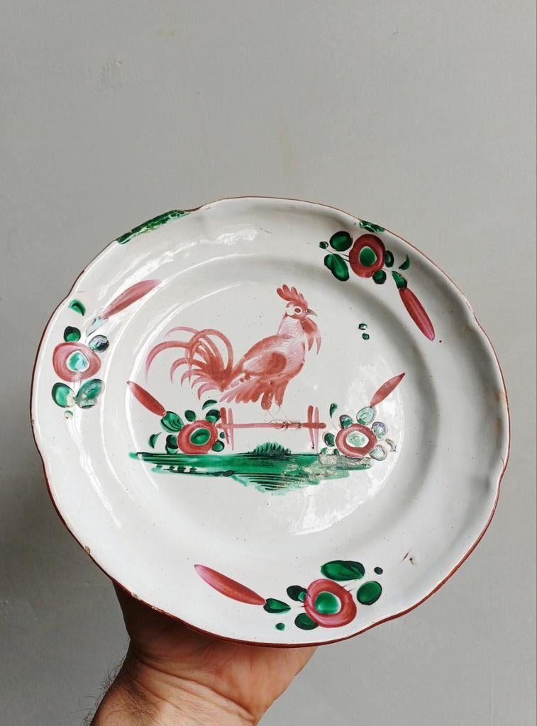Assiette ancienne en forme de coq français, Antiquités & Art, Enlèvement ou Envoi
