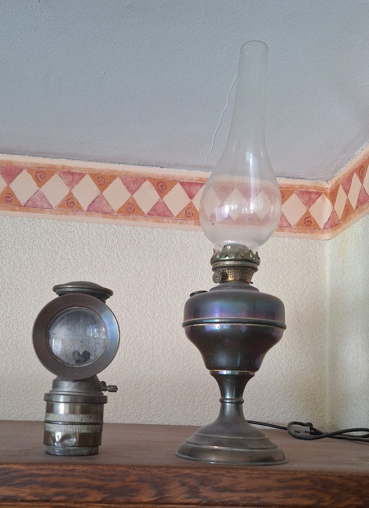 Carbuurlamp en olielamp, Huis en Inrichting, Ophalen, Gebruikt, Overige merken, Vintage