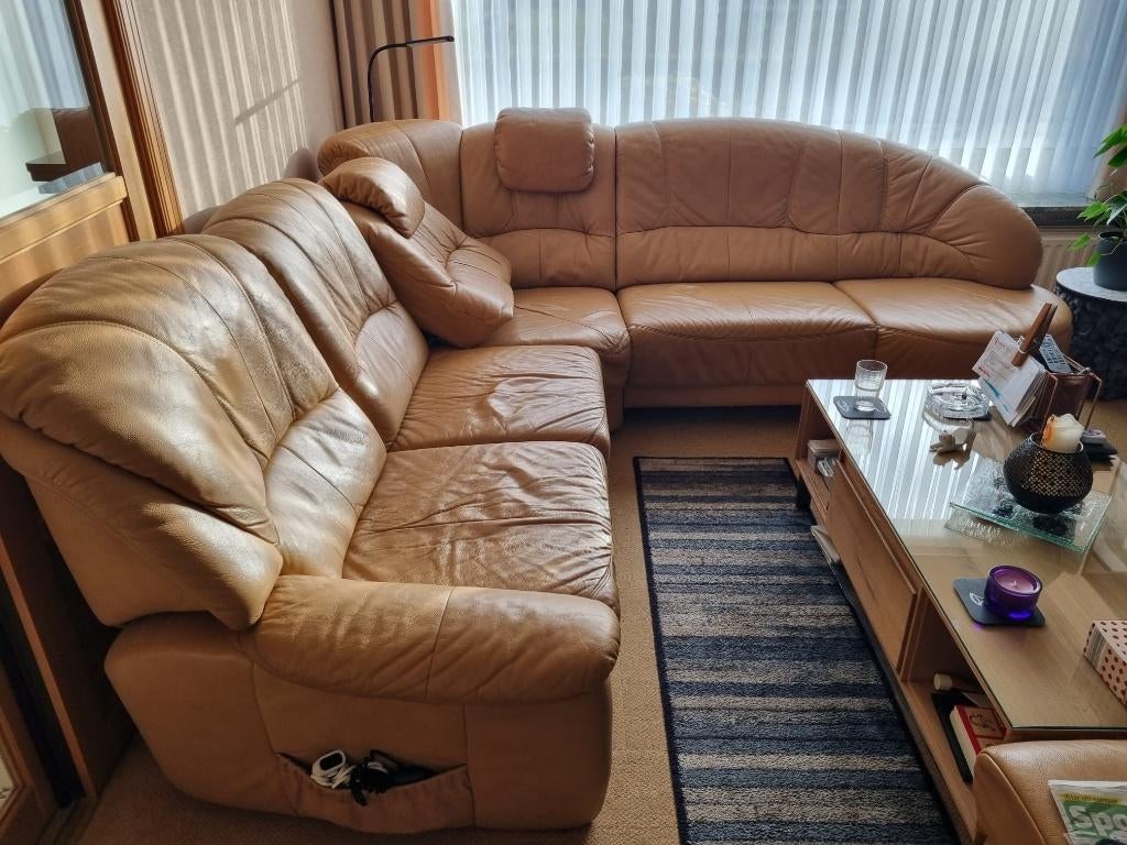 Lederen hoekzetel, Ophalen, Gebruikt, Leer, Lederen hoekzetel