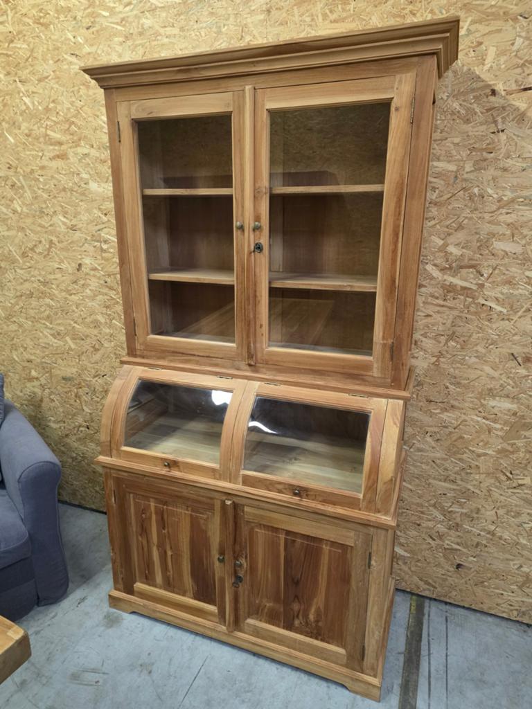Mooie massief teakhouten buffetkast/vitrinekast +-120cm., Huis en Inrichting, Kasten | Buffetkasten, Ophalen