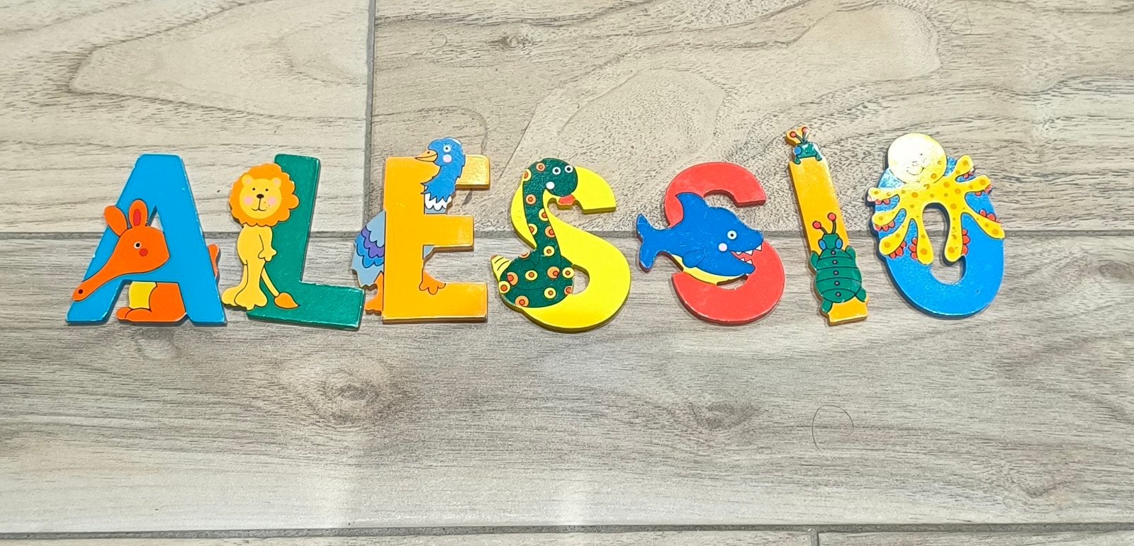Lettres en bois prénom " Alessio ", Enlèvement ou Envoi, Utilisé