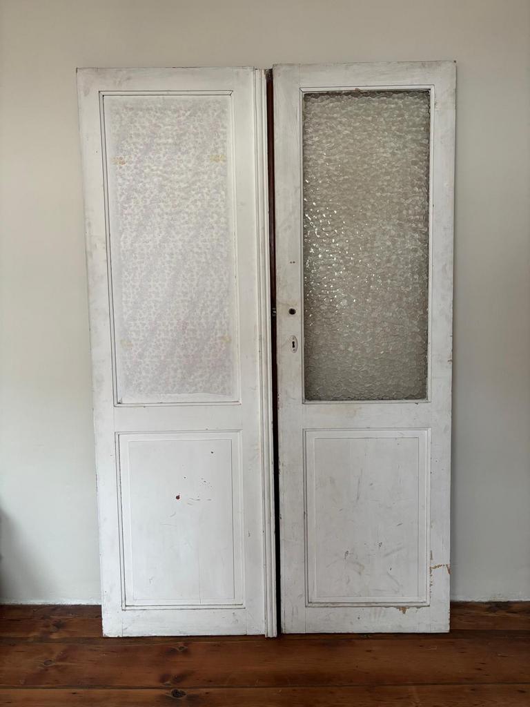 Double porte vitrée ancienne, Bricolage & Construction, Vitres, Châssis & Fenêtres, 160 cm ou plus, Enlèvement, Utilisé, Moins de 80 cm