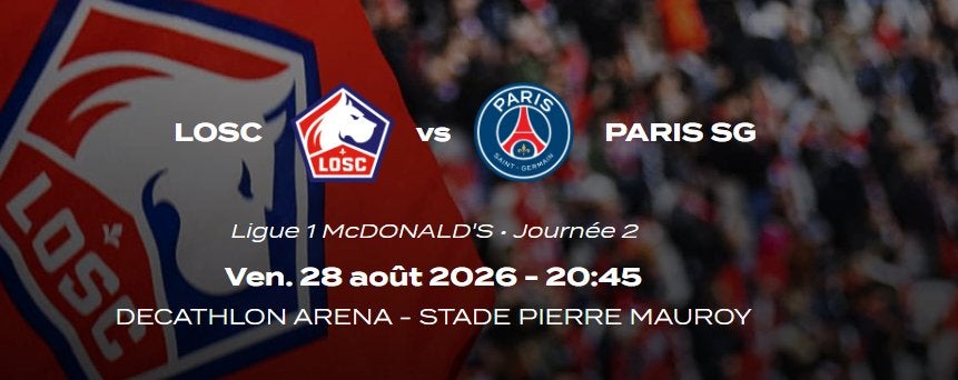 2 zetels Lille PSG - 28/08
