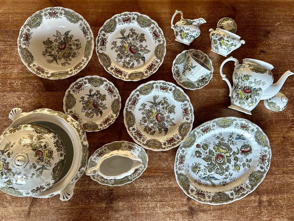 Servies Engels Ridgway Windsor groen gekleurd, Antiek en Kunst, Antiek | Servies compleet, Ophalen