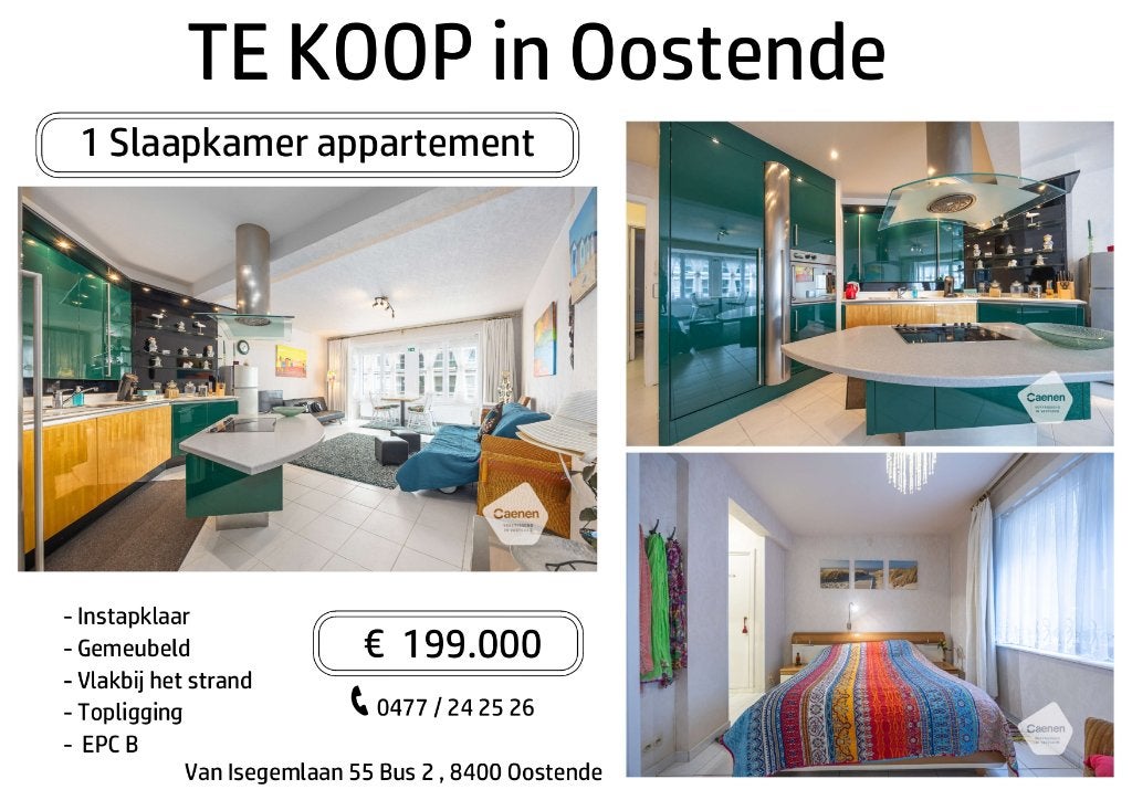 Appartement -- TE KOOP – Oostende, 197 kWh/m²/jaar, 65 m², Provincie West-Vlaanderen, Oostende