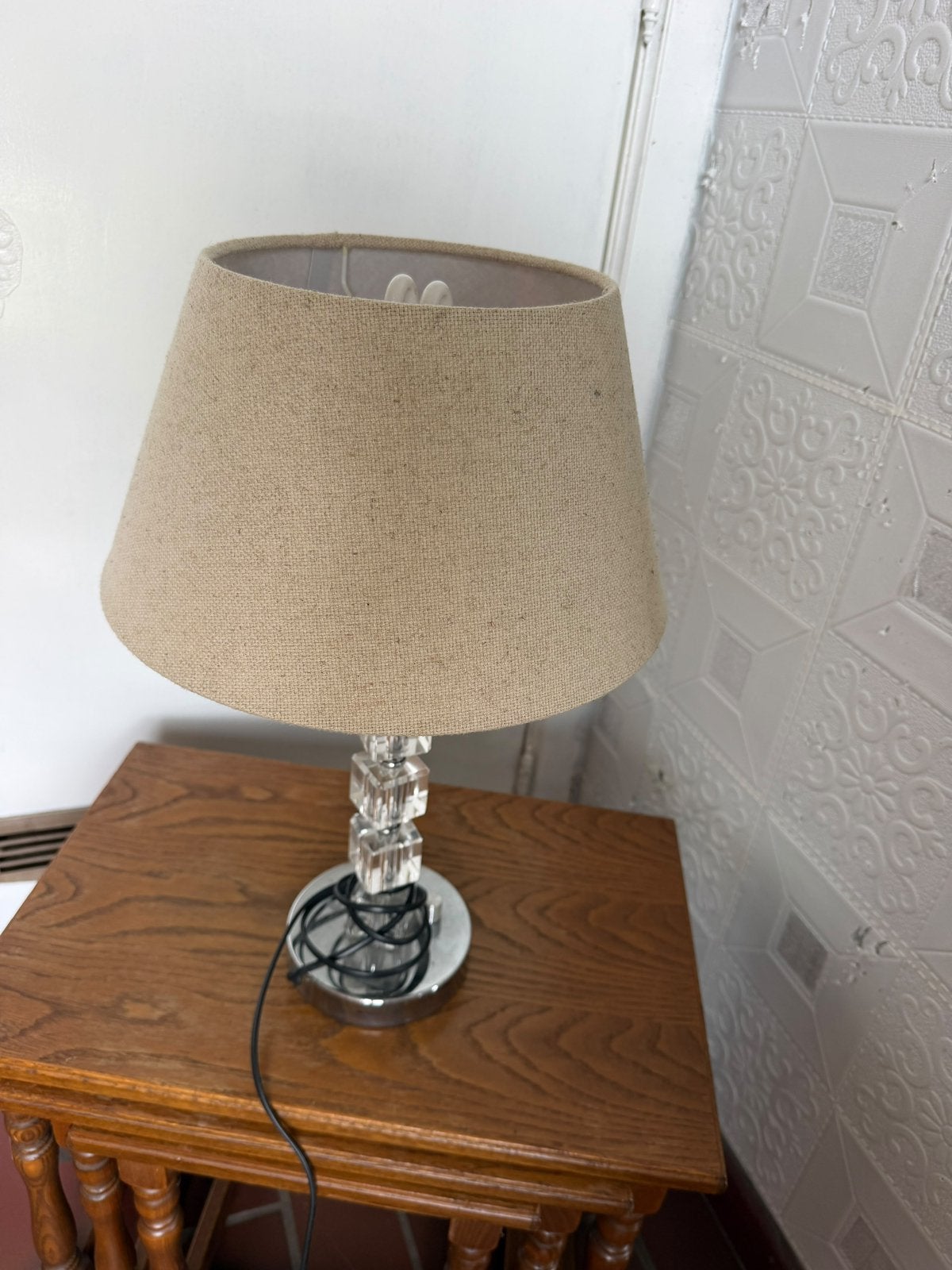 Moderne Tafellamp, Ophalen of Verzenden, Zo goed als nieuw, Beige, Tafellamp
