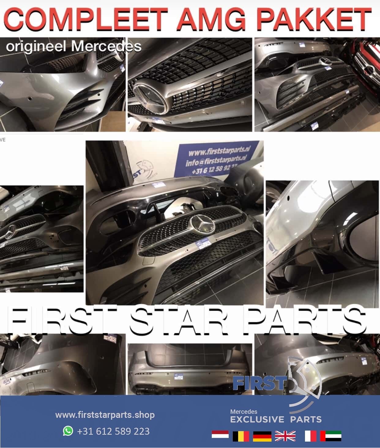 W177 A35 AMG Voorbumper + Achterbumper + Zijskirts LR ORIGIN, Gebruikt, -, Ophalen of Verzenden, Bumper