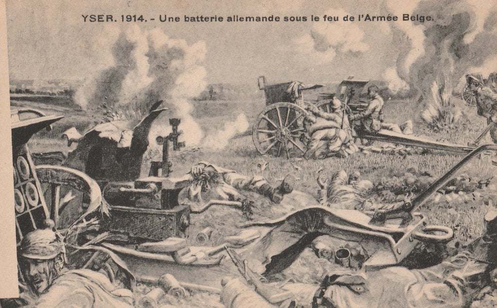 MILITAIR - Duitse Kanonnen onder vuur aan de Yser 1914., Collections, Cartes postales | Thème, Envoi, Non affranchie, Autres thèmes