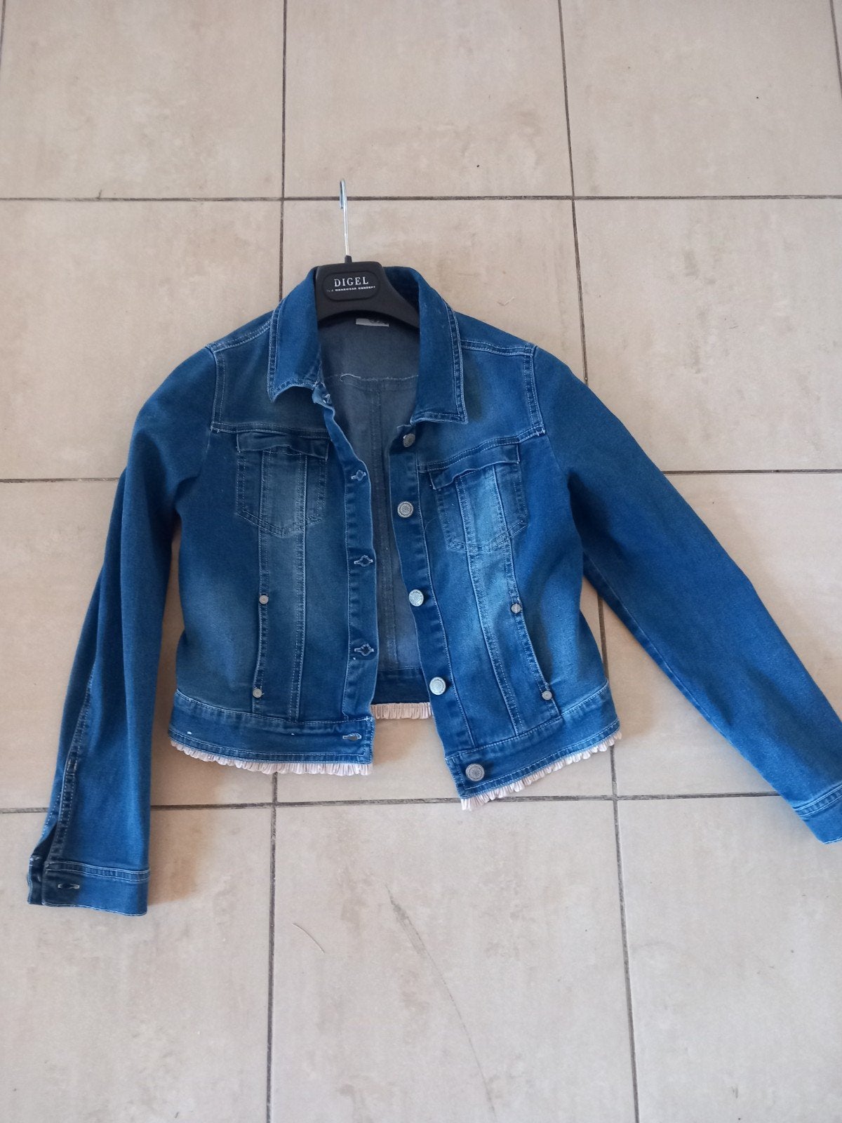 jeans jas diamante blu maat 14 jaar, Kinderen en Baby's, Meisje, Ophalen of Verzenden, Zo goed als nieuw, Diamante Blu