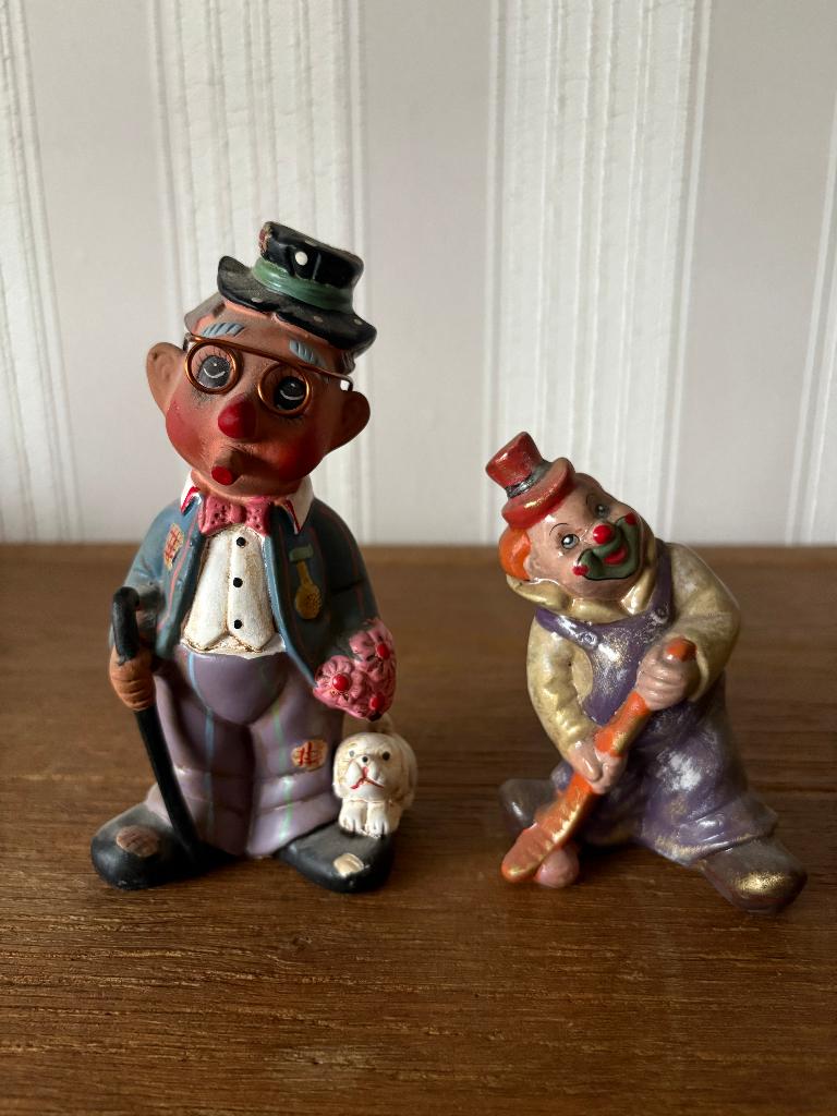 Set van 2 Vintage Clown Beeldjes (Kitsch / Eclectisch), Verzamelen, Ophalen of Verzenden, Gebruikt, Mens