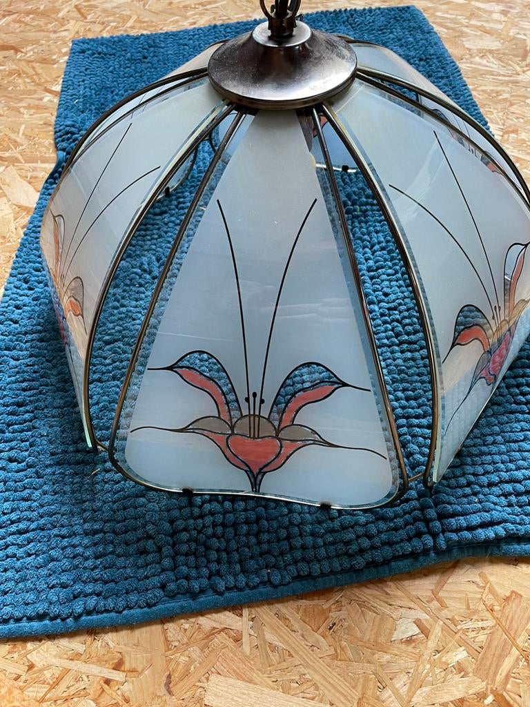 Hanglamp in glas , vintage , retro, Enlèvement, Comme neuf, Verre