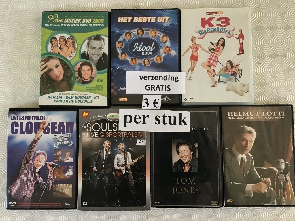 7 dvd's muziek/concerten aan 3 € met gratis verzending, Ophalen of Verzenden, Zo goed als nieuw