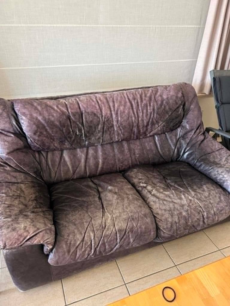zetel, gratis, Huis en Inrichting, Zetels | Zetels, Ophalen, Gebruikt, Tweepersoons, Leer