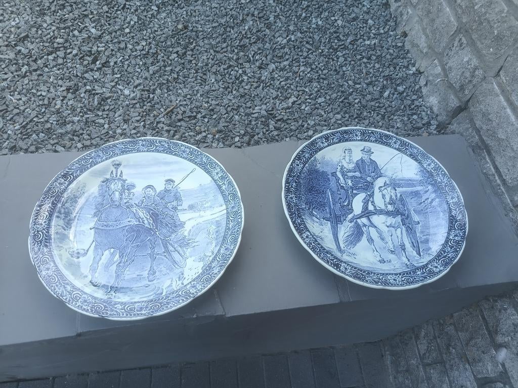 2 prachtige decoratieve muur borden " Boch Belgium Delfts", Ophalen