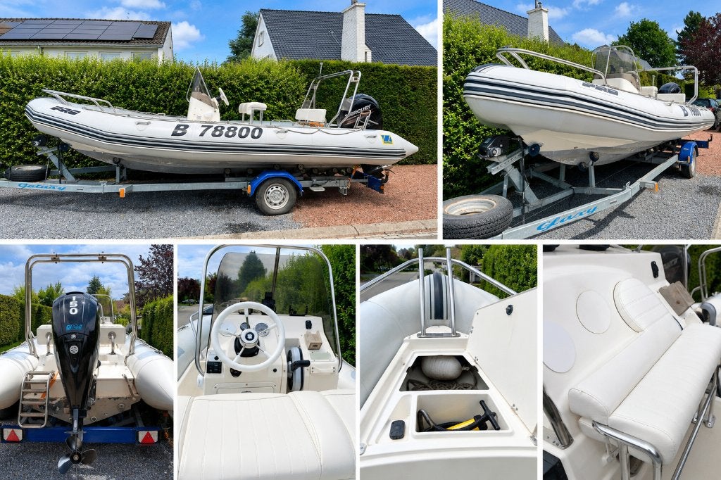 Zodiac Pro Open 650 - Mercury 150 - remorque, Sports nautiques & Bateaux, Essence, Réfrigérateur, 6 m, Utilisé
