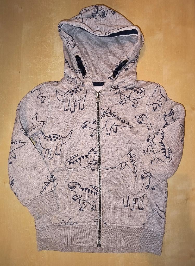 Lichtgrijs vest dino's, c&a maat 110, Enfants & Bébés, Vêtements enfant | Taille 110, Comme neuf, Garçon, Pull ou Veste, Enlèvement ou Envoi
