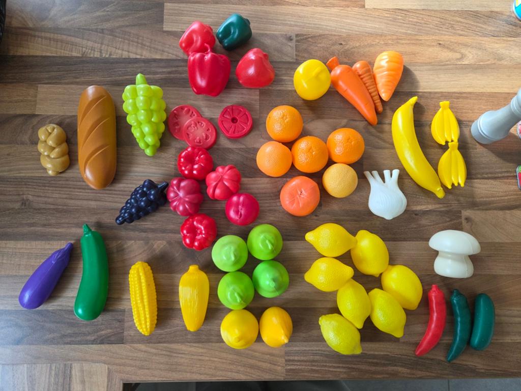 Lot 89-delig speelgoedkeuken fruit & groenten, Ophalen, Gebruikt, Kunststof, Speelkeuken-accessoire