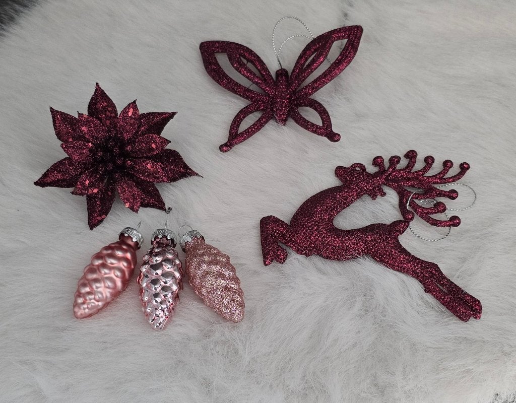 Kerstboomdecoratie tinten wit/zilver/roze/bordeaux -62 stuks, Enlèvement ou Envoi, Neuf