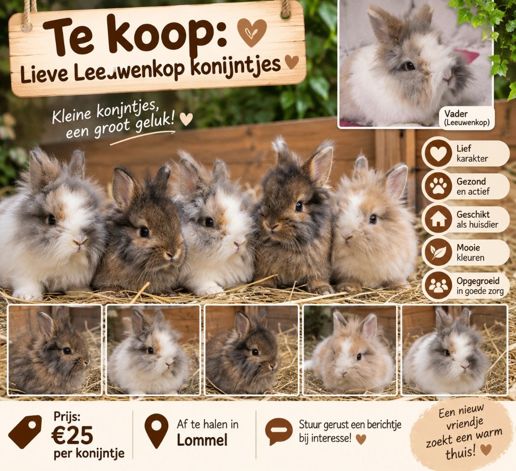 Leeuwenkopkonijn, Dieren en Toebehoren, Meerdere dieren, Middelgroot, 0 tot 2 jaar