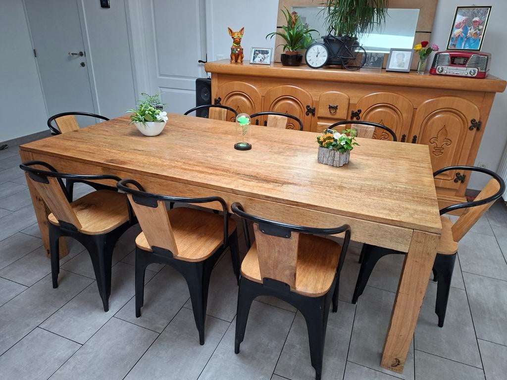 Complete houten eetkamer, Huis en Inrichting, Tafels | Eettafels, Vijf personen of meer, Overige houtsoorten