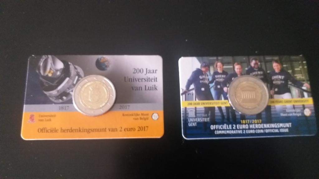 Pièces belges commémoratives de 2€ 2017 en Coincard., Timbres & Monnaies, Monnaies | Europe | Monnaies euro, Monnaie en vrac, 2 euros