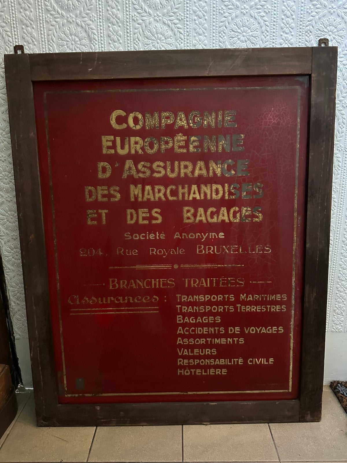 Ancien cadre publicitaire d’assurances., Collections, Enlèvement, Comme neuf