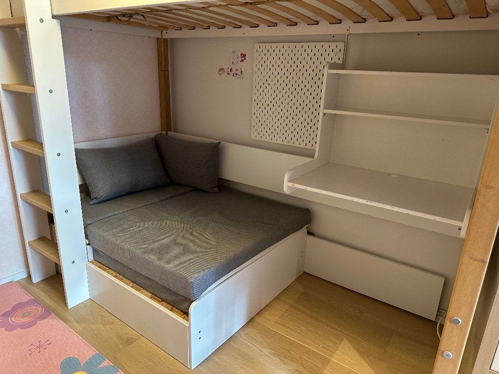 FLEXA kit lit haut (mezzanine) NOR, canapé, bureau, échelle, Enfants & Bébés, Enlèvement, Comme neuf, Lit mezzanine