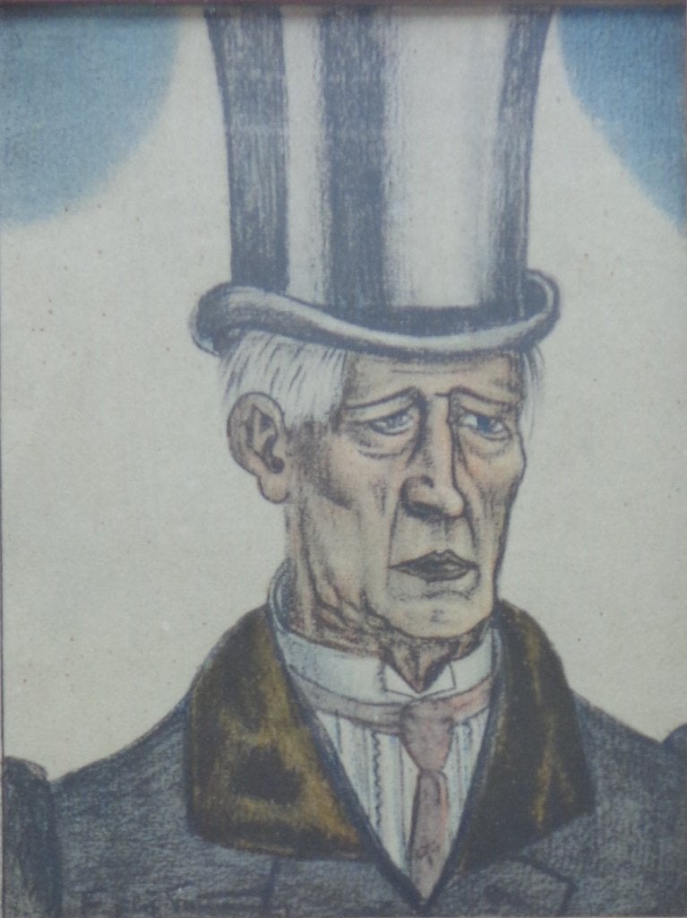 FELIX TIMMERMANS / MAN MET HOED / KLEURLITHO / 30x22cm KADER, Antiek en Kunst, Kunst | Litho's en Zeefdrukken, Gelimiteerde oplage