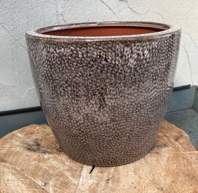 BLOEMPOT GROOT BRUIN – BEIGE GEMELEERD NIEUW, Neuf, Enlèvement ou Envoi, 25 à 40 cm, Intérieur