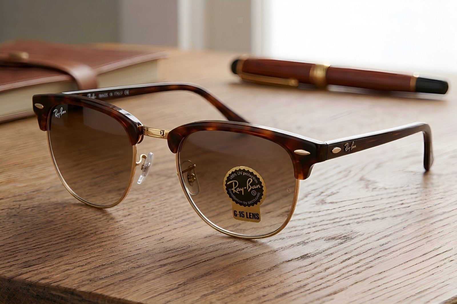 Ray-Ban Clubmaster zonnebril (Havana/Goud, G-15), Nieuw, Zonnebril, Bruin, Nieuw, Ophalen of Verzenden