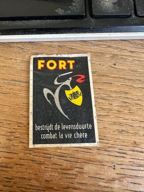 Fort luciferdoos etiket label bestrijdt de levensduurte, Gebruikt, Info@foertlev.du, Ophalen of Verzenden, Fort