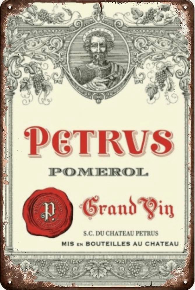 Metalen reclamebord Petrus Pomerol - retro vintage mancave, Ophalen of Verzenden, Zo goed als nieuw, Reclamebord