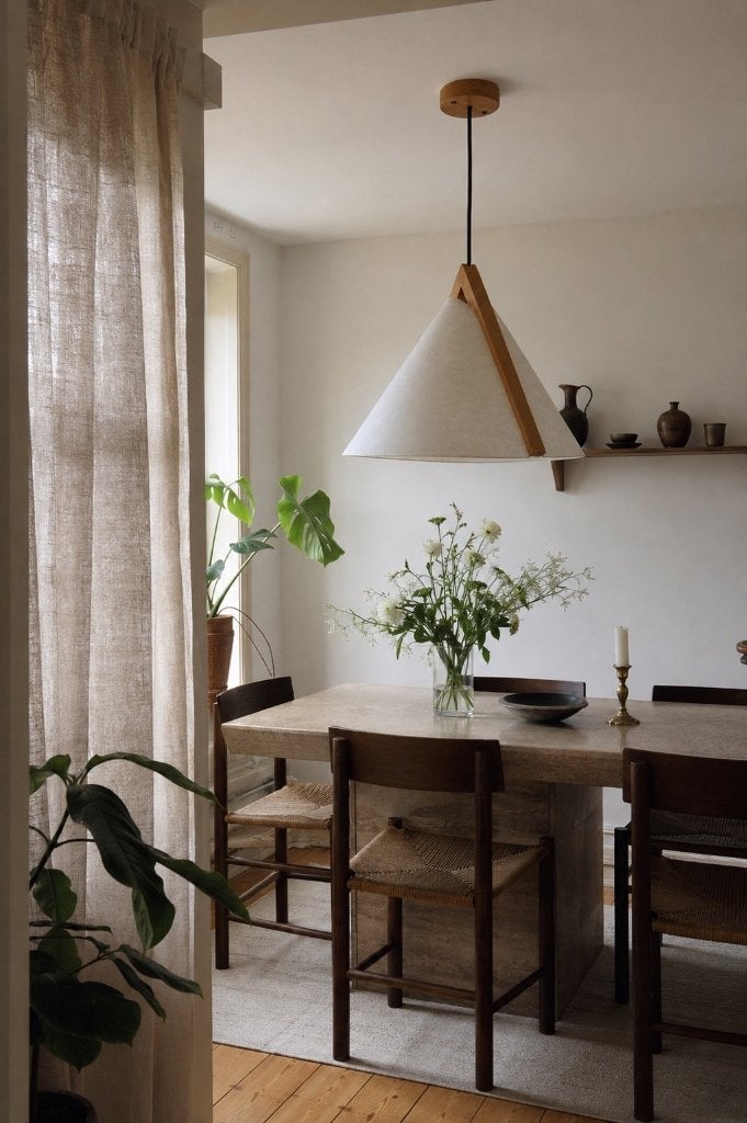 Vintage design lamp van DOMUS Japandi Scandi mid century 70s, Huis en Inrichting, Lampen | Hanglampen, Verzenden, E27 (groot)