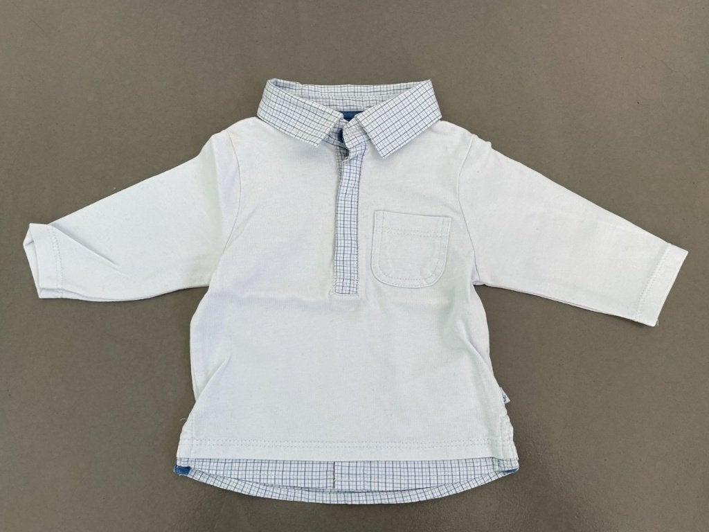 Blauw hemd maat 68, Kinderen en Baby's, Babykleding | Maat 68, Okaïdi, Ophalen of Verzenden, Zo goed als nieuw, Overhemdje of Bloesje