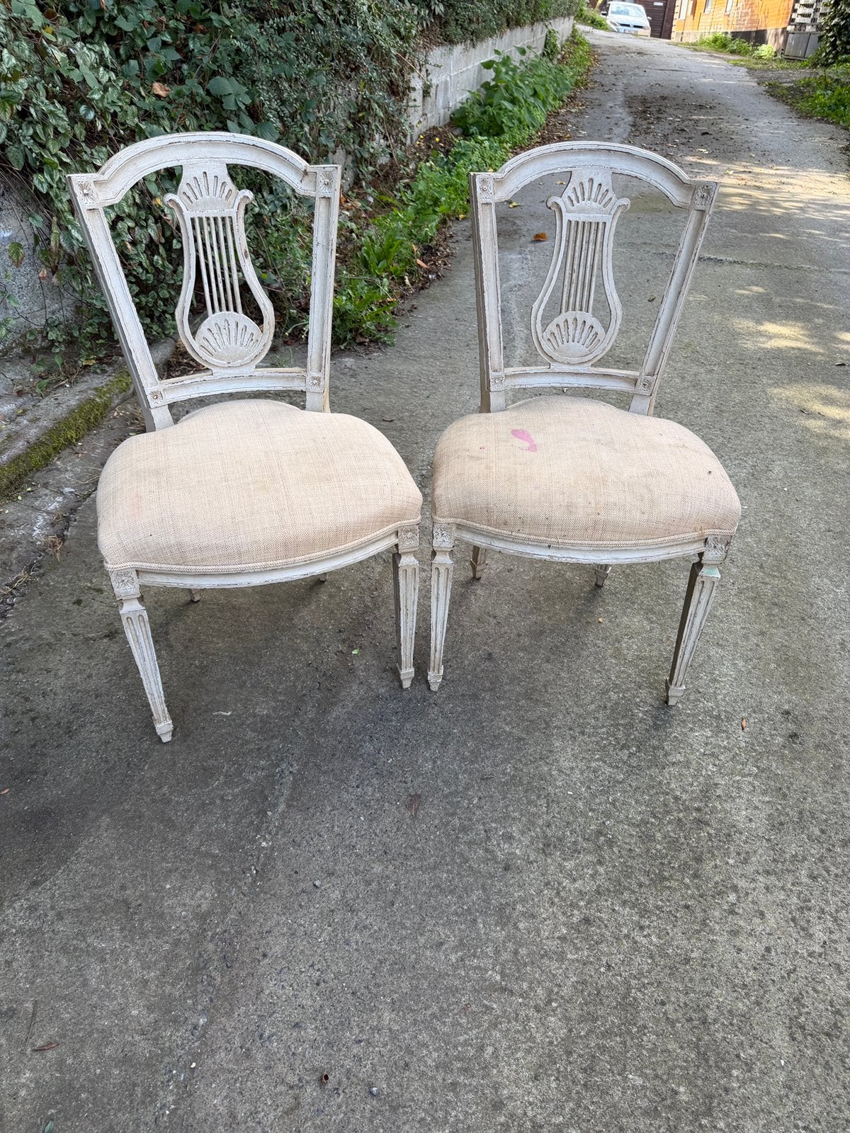 2 Lierstoelen om te bekleden, Ophalen, Gebruikt, Hout, Eén