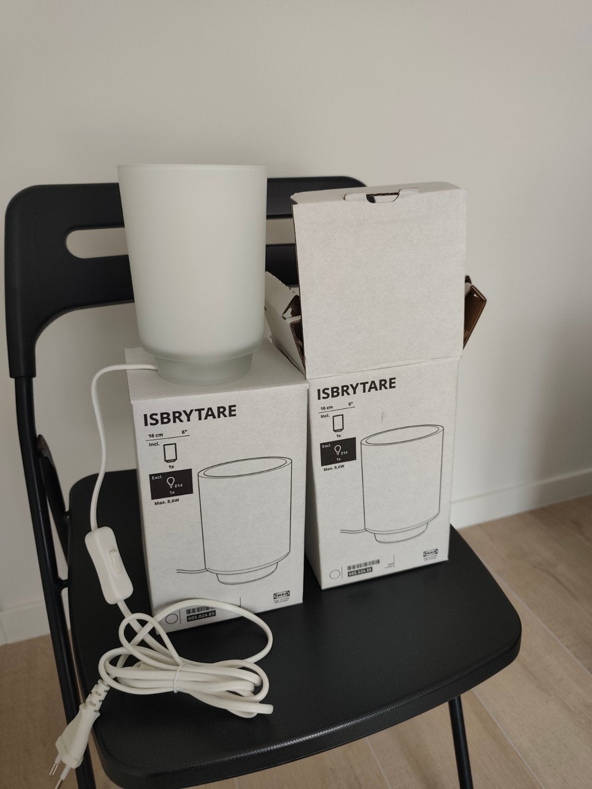 2 lampes de table IKEA ISBRYTARE avec boîtier (verre dépoli), Maison & Meubles, Enlèvement, Comme neuf, Verre, IKEA