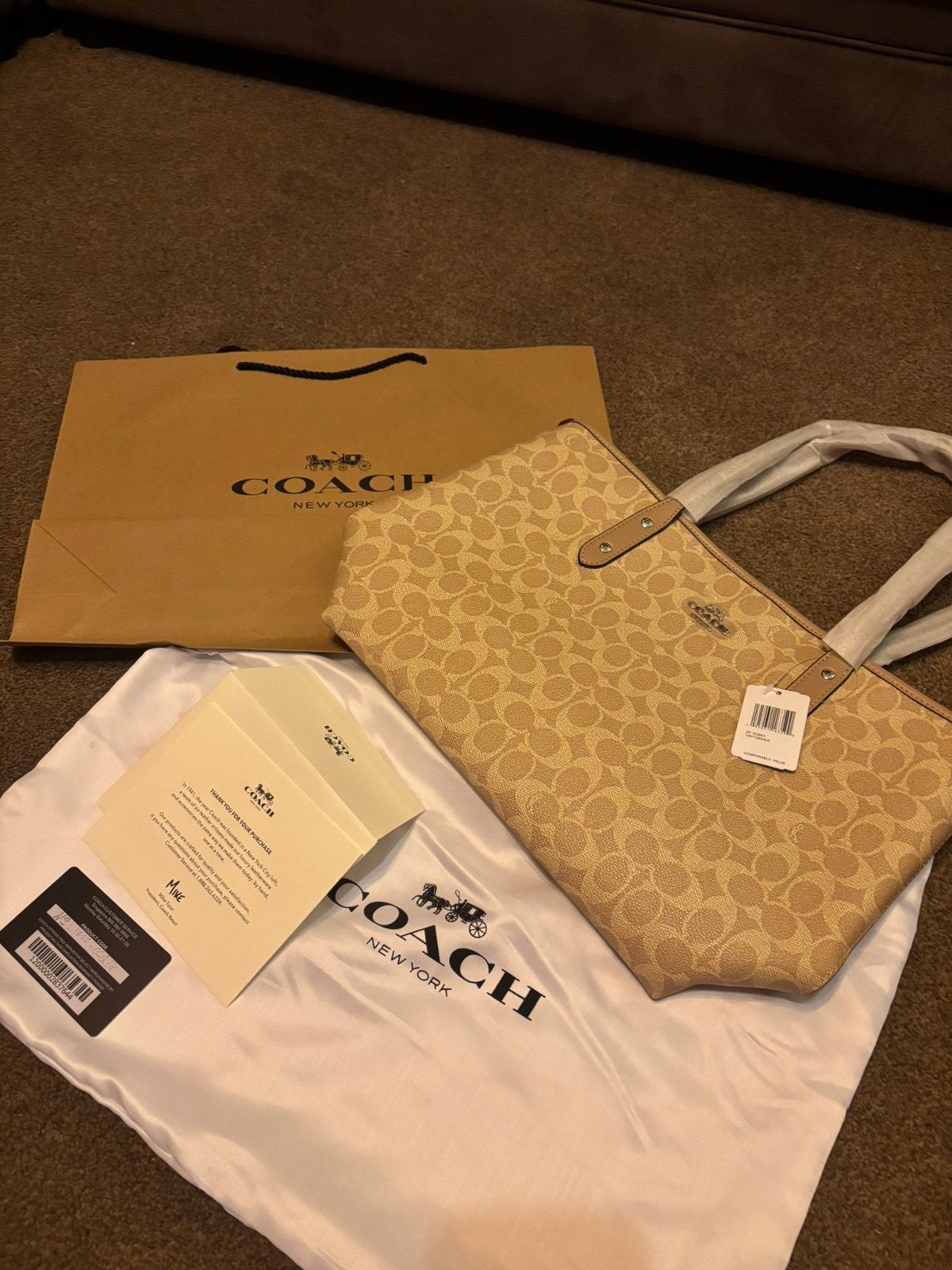 Nieuwe Coach City Tote in Signature Canvas, Ophalen of Verzenden, Nieuw, Beige, Handtas