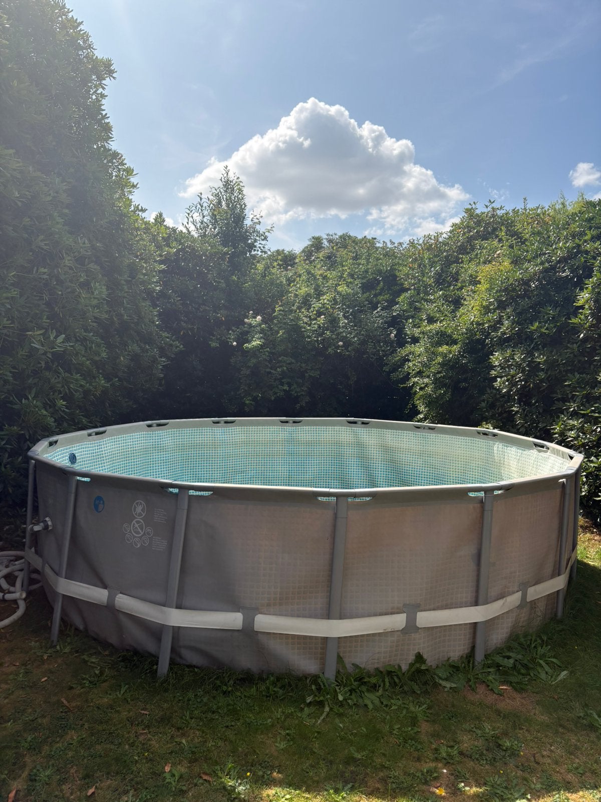 Zwembad 488x122, zandfilter + pomp + zoutwatersysteem, Tuin en Terras, Ophalen, Gebruikt