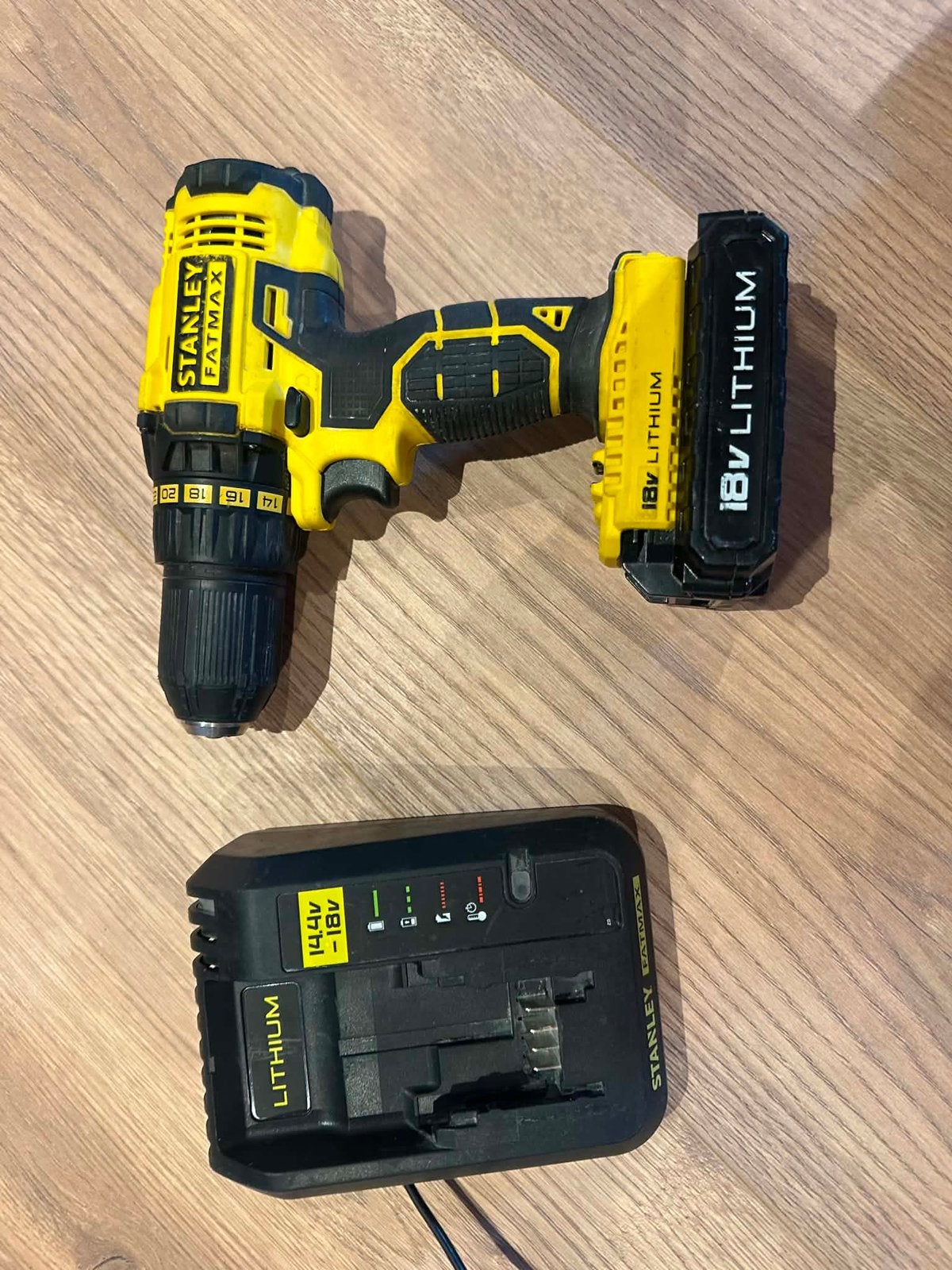 Stanley FatMax 18V accuboormachine + accu + oplader, Ophalen of Verzenden, Gebruikt, Boormachine