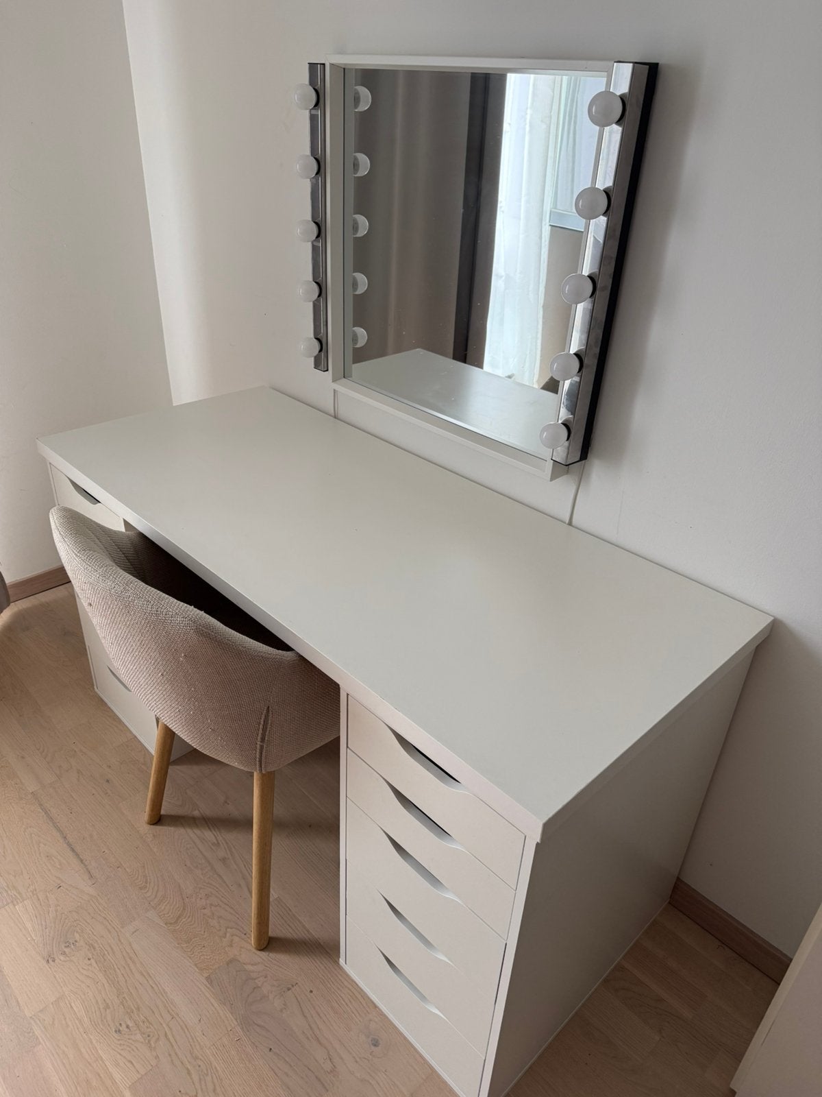 Coiffeuse IKEA ALEX 140x60 avec miroir et éclairage LED, Enlèvement, Comme neuf