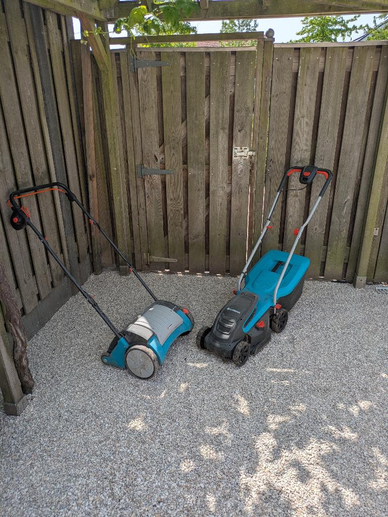Grasmaaier  en verticuteermachine, Cirkelmaaier, Gebruikt, Elektrische grasmaaier, Opvangbak