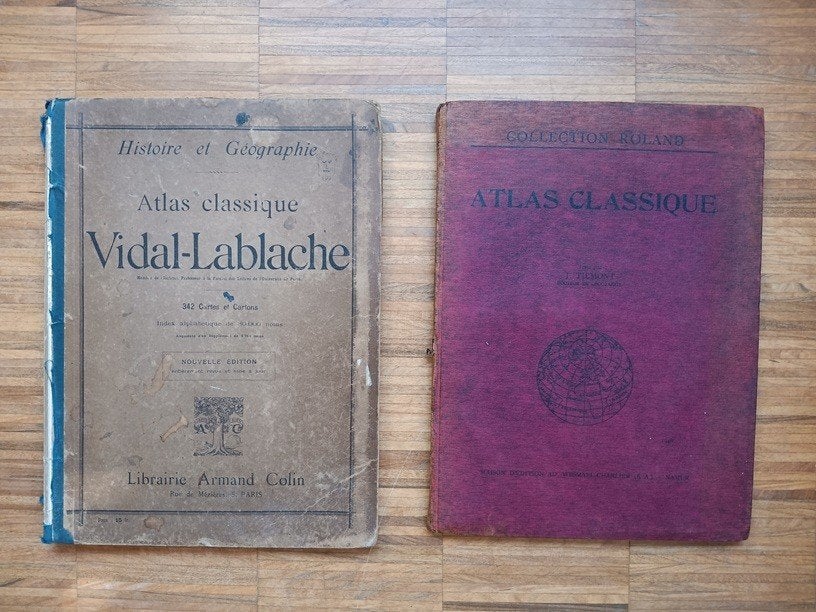 Ensemble de 2 atlas anciens, Vidal-Lablanche et classique, Livres, Atlas & Cartes géographiques, Utilisé, Autres atlas, Enlèvement ou Envoi