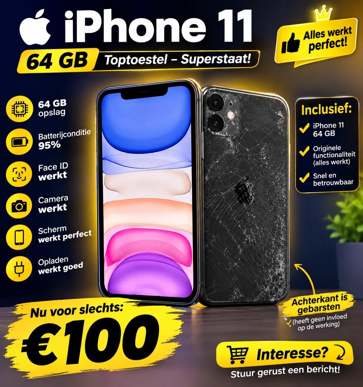 iPhone 11 64GB te koop – €85

 iPhone 11 64GB te koop, Ophalen of Verzenden